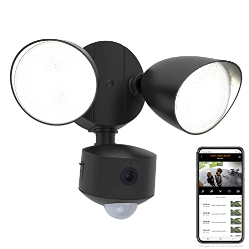 LUTEC LED Kameraleuchte DRACO, Außenleuchte in Mattschwarz mit Bewegungsmelder & Kamera, Überwachungskamera Full-HD und Gegensprechanlage,inkl. 16 GB SD-Karte, kompatibel m. Google Voice & Alexa von LUTEC