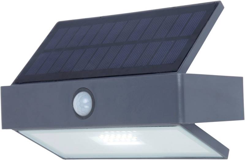 LUTEC LED Solarleuchte LED-Solar-Wandleuchte Arrow, anthrazit, LED fest integriert, Kaltweiß, Bewegungsmelder von LUTEC