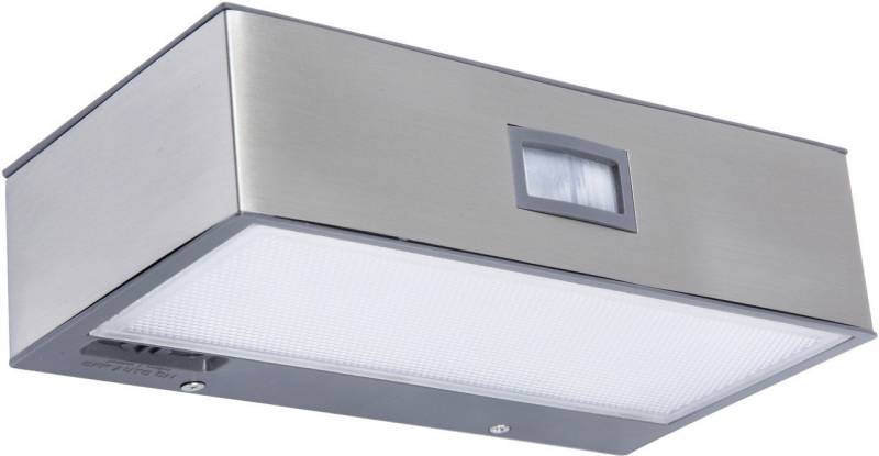 LUTEC Wandleuchte Lutec LED Solarleuchte Brick Edelstahl IP44, Inkl. Leuchtmittel, Mit Bewegungsmelder nicht dimmbar nicht Smart Home-fähig von LUTEC