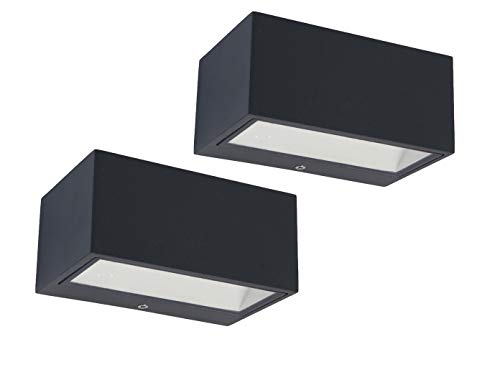Lutec Eckige LED Außenwandleuchten im 2er Set mit Up- & Downlight aus ALU in Anthrazit, 14cm breit, IP54 Lutec Eckige LED Außenwandleuchten im 2er Set mit Up- & Downlight aus ALU in Anthrazit, 14cm breit, IP54 von LUTEC