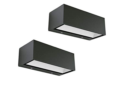 Lutec Eckige LED Außenwandleuchten im 2er Set mit Up- & Downlight aus ALU in Anthrazit, 22cm breit, IP54 Lutec Eckige LED Außenwandleuchten im 2er Set mit Up- & Downlight aus ALU in Anthrazit, 22cm breit, IP54 von LUTEC