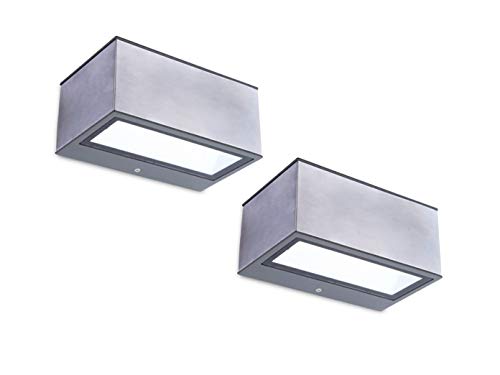 Lutec Eckige LED Außenwandleuchten im 2er Set mit Up- & Downlight aus ALU in Silber, 14cm breit, IP54 Lutec Eckige LED Außenwandleuchten im 2er Set mit Up- & Downlight aus ALU in Silber, 14cm breit, IP54 von LUTEC