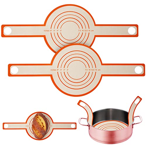 2 Stück Silikon-Backmatte für Dutch Oven, Silikon Brotschlinge Multifunktionale Silikon Backmatte für Dutch Oven Wiederverwendbare Dutch Oven Liner mit langen Griffen von LUTER