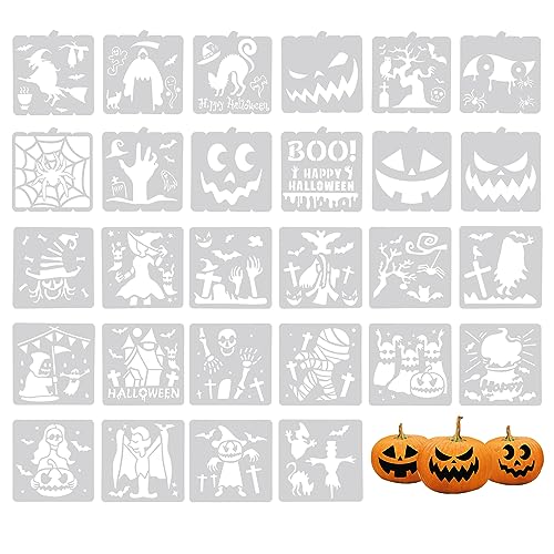 LUTER 28 Stück Halloween Schablonen, Schablonen zum Malen Kürbisfledermaus-Spinnengeist-Elemente Schablonen für Holz für Scrapbooking Basteln Holz Wanddekoration LUTER 28 Stück Halloween Schablonen, Schablonen zum Malen Kürbisfledermaus-Spinnengeist-Elemente Schablonen für Holz für Scrapbooking Basteln Holz Wanddekoration von LUTER