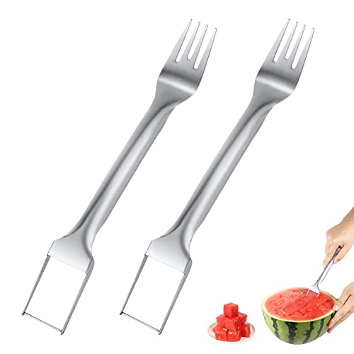 2pcs Wassermelonen Schneider, 2-in-1-Wassermelonenschneider Wassermelonen Schneider Setr Edelstahl Obstgabelschneider für Party Camping Obstform von LUTER