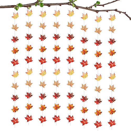 8 Packungen/Schnüre Herbst Ahornblatt Girlande, 1,5m Herbst Girlande Thanksgiving Herbstlaub Deko für Drinnen und draußen Hochzeit Thanksgiving Halloween Party Zubehör von LUTER