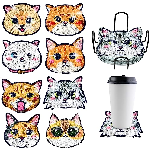 LUTER Diamond Painting Untersetzer Set, 8St katzenförmige Diamant Malerei Untersetzer mit Eisenhalter und Werkzeugen Diamantmalerei set für die Herstellung von DIY Bastelarbeiten LUTER Diamond Painting Untersetzer Set, 8St katzenförmige Diamant Malerei Untersetzer mit Eisenhalter und Werkzeugen Diamantmalerei set für die Herstellung von DIY Bastelarbeiten von LUTER