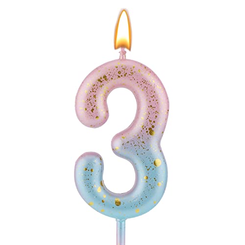 Farbverlaufs Zahlen Buchstaben Kerze, rosa-blaue Farbverlaufs-Geburtstagskerzen für Kuchen Ziffern Buchstaben Geburtstagskerzen Dekoration für Geburtstag Partys Hochzeit (3) von LUTER