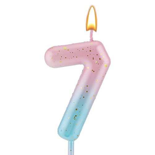 LUTER Farbverlaufs Zahlen Buchstaben Kerze, rosa-Blaue Farbverlaufs-Geburtstagskerzen für Kuchen Ziffern Buchstaben Geburtstagskerzen Dekoration für Geburtstag Partys Hochzeit (7) von LUTER