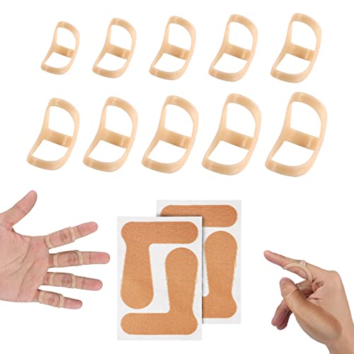 LUTER 10 Stück Ovale Fingerschiene mit 2 Daumen-Valgus-Korrektur, Trigger Fingerschiene Fingerstabilisatorschiene für Mittleren Kleinen Finger Daumen oder Ringfinger (10 Größen) von LUTER