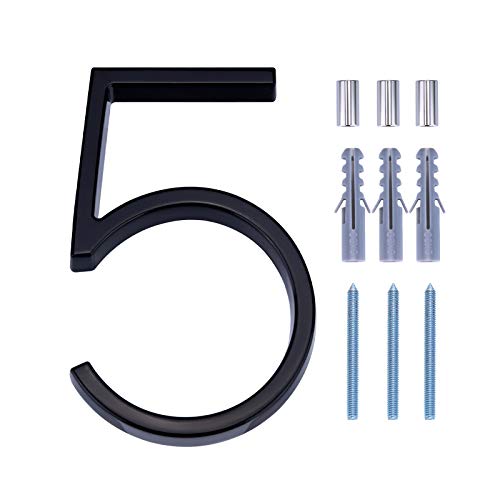 LUTER 12,7 cm Numery Adresu Domu Srebrne Numery Uliczne P?ywaj?ce Numery Domów Numery Skrzynek Pocztowych Numery Drzwi Dla Numeru Domu (5, Schwarz) von LUTER