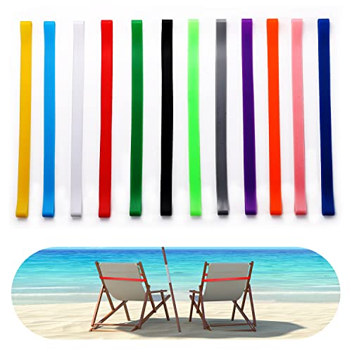 LUTER 12 Stück Handtuchbänder Strand, 30x1cm Gummibänder für Handtücher Mehrfarbig Strandtuchhalter Band Winddicht Elastisch Strandkorb Handtuchbänder zum Schwimmen Sommerurlaub von LUTER