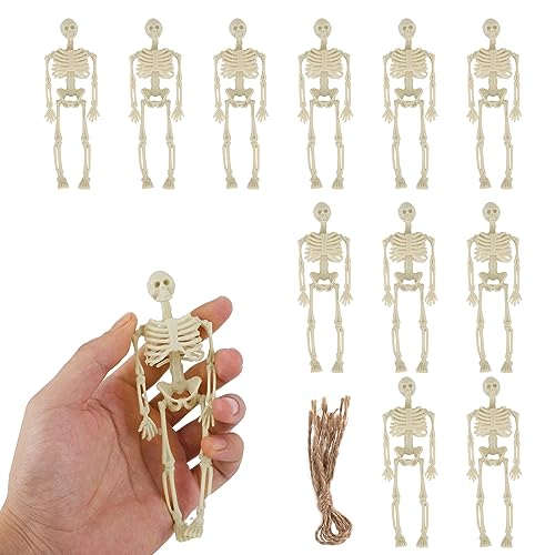 LUTER 12stk Mini-Skelett-Figuren für Dekoration, 14cm Skelette Halloween Mini-Skelettmodell Miniatur-Skelettfiguren zum Basteln von Spukhaus-Zubehör Partygeschenken von LUTER