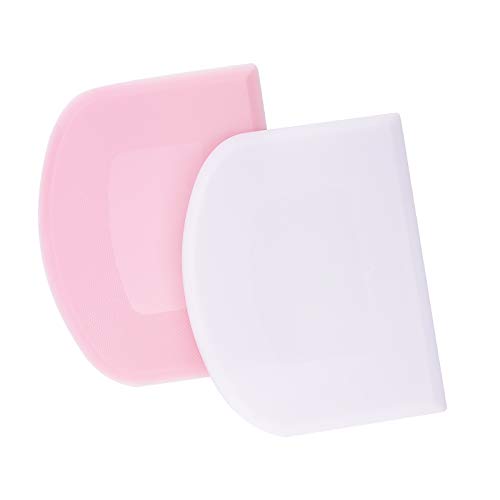 LUTER 2 Stück 12 x 9,5 cm Horn zum Backen – Teigschaber aus Kunststoff für Küche, Backen, Pfannkuchen (Rosa, Weiß) von LUTER