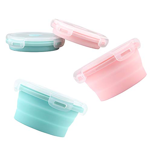 Luter 2 Stück Zusammenklappbare Hundenapf 350ml Silikon Futter Wasser Reiseschale Mit Deckel Tragbare Haustier Fütterung Gießbecher und Untertasse für Zwinger Camping (12x12x3cm) (Pink,Blau)… von LUTER
