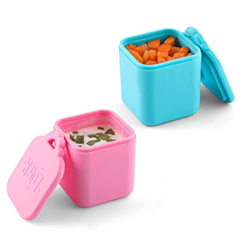 LUTER 2St Dip Behälter, Nur Passend für OmieBox, Die Neu Gestaltet Ist, Gewürzbehälter mit Deckel 4oz Silikon Salatdressing Behälter mit Deckel für Schulesse Picknick Reisen von LUTER