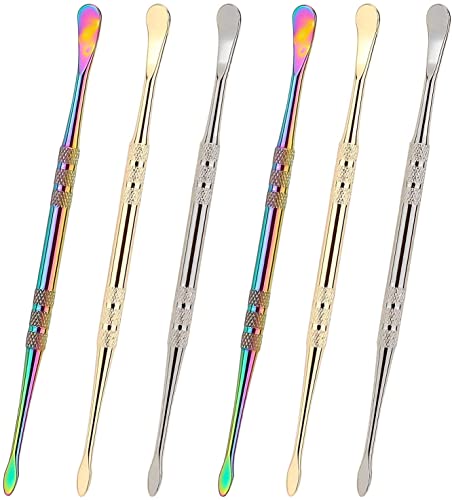 LUTER 6 Stück Wachsschnitzwerkzeug Wachs Werkzeug Schnitzwerkzeug Edelstahlwachsschnitzwerkzeug Für Skulpturen Löffel 11,9 cm (Gold,Silber,Regenbogen) von LUTER