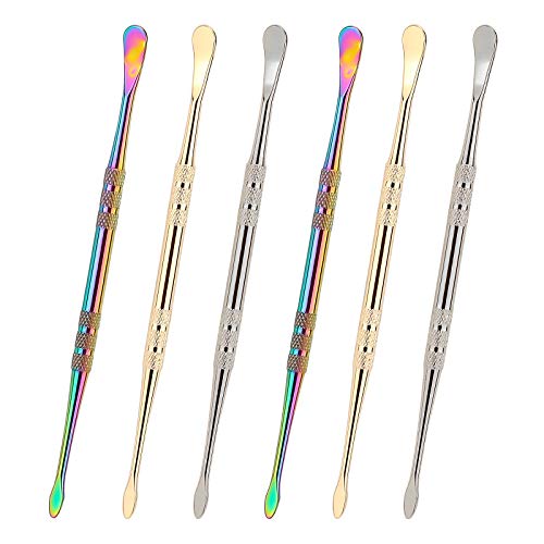 LUTER 6 Stück Wachsschnitzwerkzeug Wachs Werkzeug Schnitzwerkzeug Edelstahlwachsschnitzwerkzeug Für Skulpturen Löffel 11,9 cm (Gold,Silber,Regenbogen) von LUTER