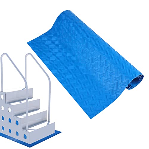 Luter Schwimmleitermatte, 1,5 mm Dick Poolleitermatte rutschfeste Trittmatte für Oberirdische Und Unterirdische Pools (Blau, 18 x 36 Zoll/ 45 x 91,5 cm) von LUTER