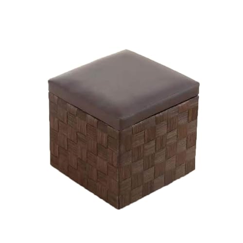 Fußbank Gewebter Massivholz-Aufbewahrungshocker, Aufbewahrungsbox, quadratischer Ottomane for den Flur, gepolsterter Sitz for Wohnheim, Wohnzimmer, Schlafzimmer, kreativer Hocker Schlafzimmer(Coffee) Fußbank Gewebter Massivholz-Aufbewahrungshocker, Aufbewahrungsbox, quadratischer Ottomane for den Flur, gepolsterter Sitz for Wohnheim, Wohnzimmer, Schlafzimmer, kreativer Hocker Schlafzimmer(Coffee) von LUTFI