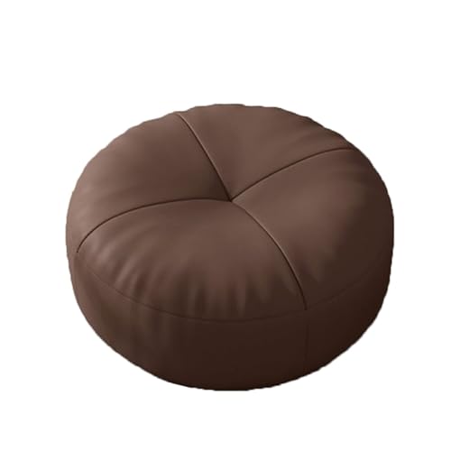 Fußbank Leder Kleiner Fußhocker Tritthocker Runder Futon-Kissenhocker Eingangsbereich Schuhwechselhocker Niedriger Hocker for kreativen Hocker Schlafzimmer(Dark Brown) von LUTFI