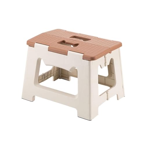 Fußbank Tragbarer Faltbarer Hocker, Kunststoffstuhl, Hocker, kleine Bank, Haushalts-Schuhwechselhocker for das Leben, kreativer Hocker Schlafzimmer(Khaki) von LUTFI