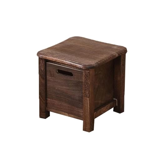 LUTFI Fußbank 1 Stück Schubladenaufbewahrungshocker Haushaltskleinhocker Holzkleinbank Multifunktionaler Schuhwechselhocker for Kreativhocker Schlafzimmer(Brown,S) von LUTFI