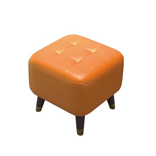 LUTFI Fußbank Fußhocker, tragbarer Kleiner Sofahocker, Leder-Fußhocker, Keller-Schuhwechselhocker for Wohnzimmer, Zuhause, kreativer Hocker Schlafzimmer(Orange) von LUTFI