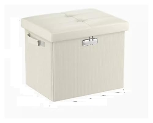 LUTFI Fußbank Klappbarer Aufbewahrungshocker, Aufbewahrungshocker, multifunktionaler Aufbewahrungsbox-Sofahocker, wechselnder Schuhhocker for Wohnheim, Wohnzimmer, Schlafzimmer Schlafzimmer(Blanc) von LUTFI