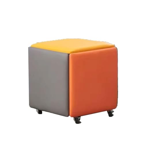 LUTFI Fußbank Klapphocker, 5-in-1-Sofa-Aufbewahrungshocker, Eisen-Aufbewahrungshocker, Schuhwechselhocker for Zuhause, Wohnzimmer, kreativer Hocker Schlafzimmer(China Gray Orange) von LUTFI
