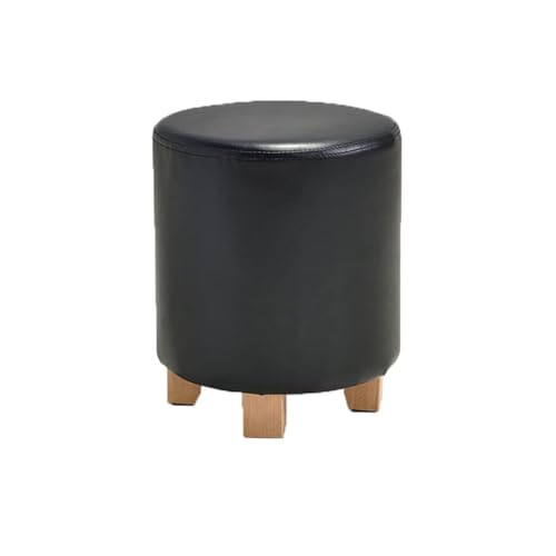 LUTFI Fußbank Kleiner Hocker aus Holz, niedriger Hocker, tragbarer runder Hocker, kreativer Multifunktions-Schuhwechselhocker, kreativer Hocker Schlafzimmer(Noir,S) von LUTFI