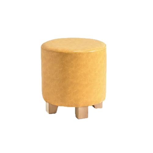LUTFI Fußbank Kleiner Hocker aus Holz, niedriger Hocker, tragbarer runder Hocker, kreativer Multifunktions-Schuhwechselhocker, kreativer Hocker Schlafzimmer(Yellow,S) von LUTFI