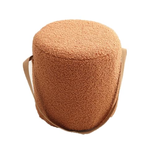 LUTFI Fußbank Moderner, minimalistischer Fußhocker, runder gepolsterter Hocker, Fußstütze, Ottomane mit Griff for Wohnzimmer, Schlafzimmer, Zuhause, kreativer Hocker Schlafzimmer(Orange) von LUTFI