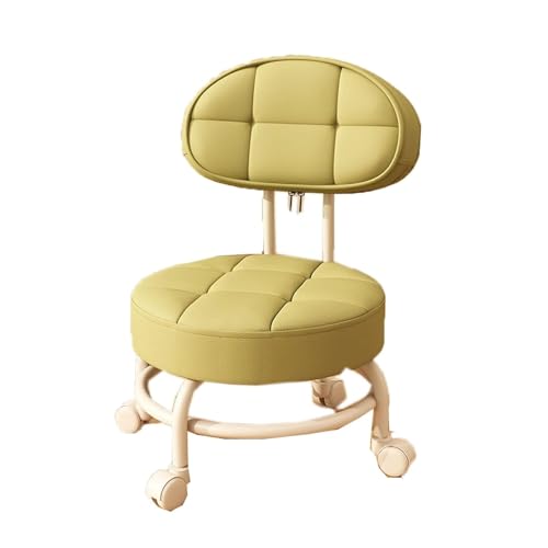 LUTFI Fußbank Niedriger Hocker mit Rad, Bodenhocker for Abwischen, drehbarer Schuhwechselhocker mit Rückenlehne, Kleiner Hocker, kreativer Hocker Schlafzimmer(Green) von LUTFI