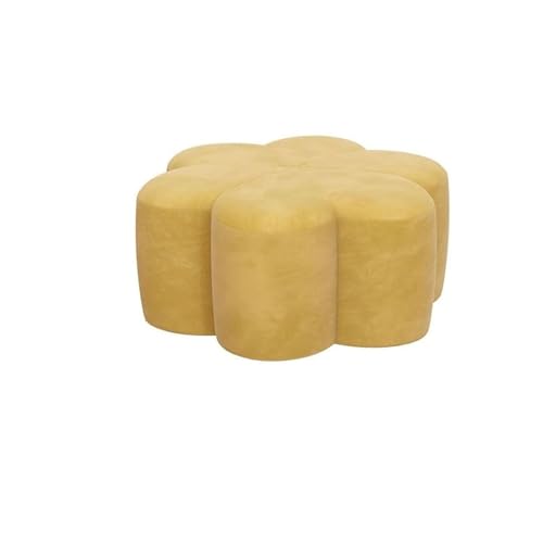 LUTFI Fußbank Petal Niedriger Hocker, Sofa-Tritthocker, Sitzhocker aus Stoff, Ottomane, Haushaltspouf, Schuhwechselhocker for kreativen Hocker Schlafzimmer(Yellow) von LUTFI