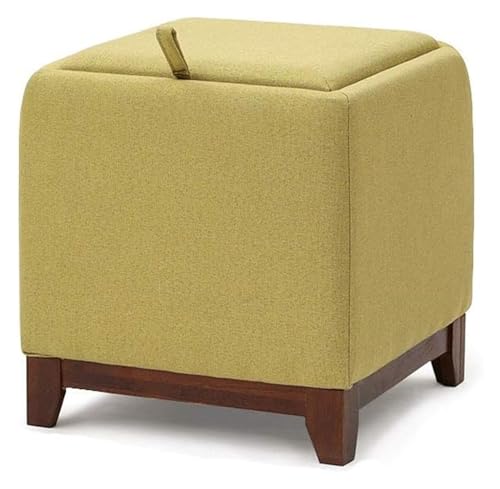 LUTFI Fußbank Quadratische Holzstütze, gepolsterter Fußhocker, Ottomane, Hocker, Stuhl, Sofa, Hocker, Stoff, Abnehmbarer Leinenbezug, Aufbewahrung (Matcha) Schlafzimmer von LUTFI