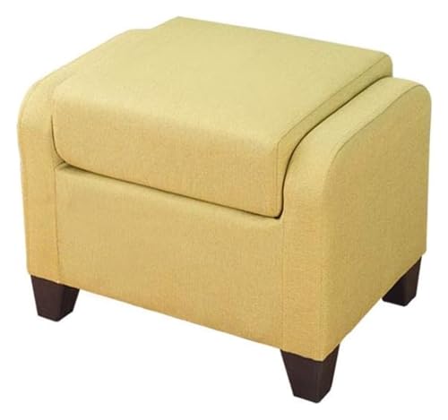 LUTFI Fußbank Quadratische Holzstütze, gepolsterter Fußhocker, Ottomane, Hocker, Stuhl, Sofa, Hocker, Stoffbezug, 4 Beine und Abnehmbarer Leinenbezug (Matcha) Schlafzimmer von LUTFI