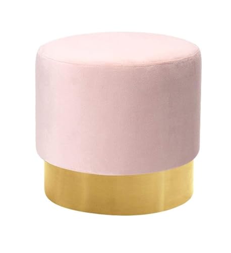 LUTFI Fußbank Runde Stütze, gepolsterter Fußhocker, Ottomane, Hocker, Stuhl, Sofa, Hocker, Stoffbezug, Abnehmbarer Flanell-Look (Hellrosa) Schlafzimmer von LUTFI