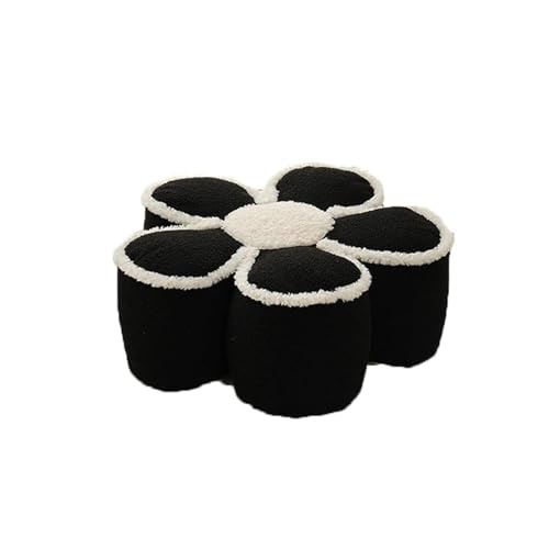 LUTFI Fußbank Tragbarer Schuhwechselhocker for den Eingangsbereich, luxuriöser Blumen-Fußhocker, niedriger Hocker, Futon-Kissenhocker, Kleiner Hocker, kreativer Hocker Schlafzimmer(Noir) von LUTFI
