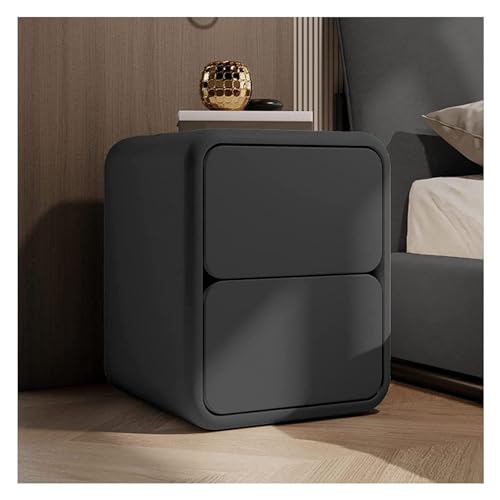 LUTFI Nachttische Einfacher Nachttisch aus massivem Holz mit 2 Schubladen, runder Eck-Aufbewahrungsnachtschrank for Zuhause, Schlafzimmer, Nachtkommode(Grey,50x40x47cm) von LUTFI