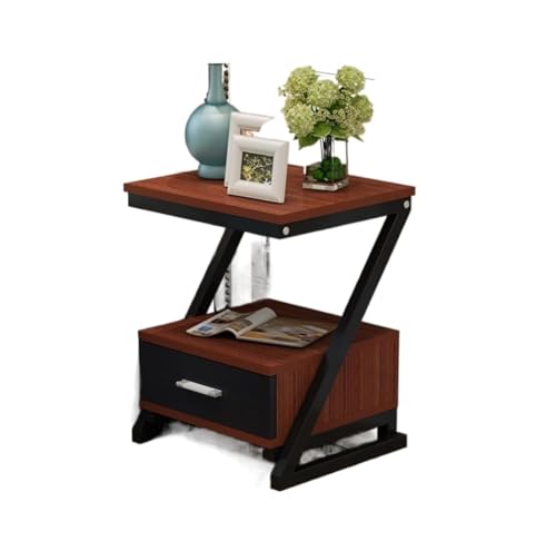 LUTFI Nachttische Einfacher moderner Nachttisch, kreativer Nachttisch, nordischer Schlafzimmerschrank, multifunktional(Teak Color) von LUTFI