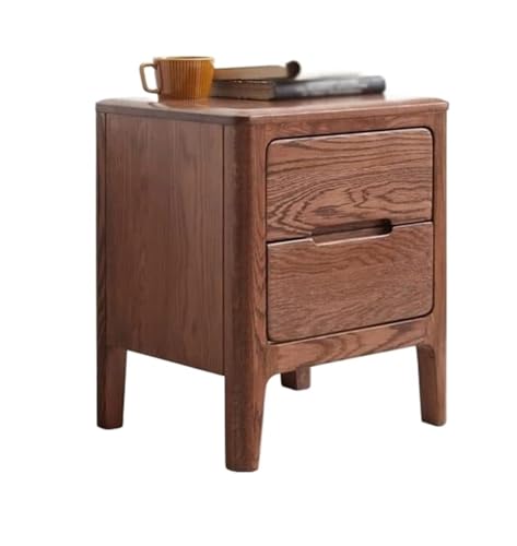 LUTFI Nachttische Holz Einfacher Nachttisch Beistelltisch Moderner Nachttisch Schlafzimmer Spind Doppelte Aufbewahrungsschublade(Walnut Color) von LUTFI