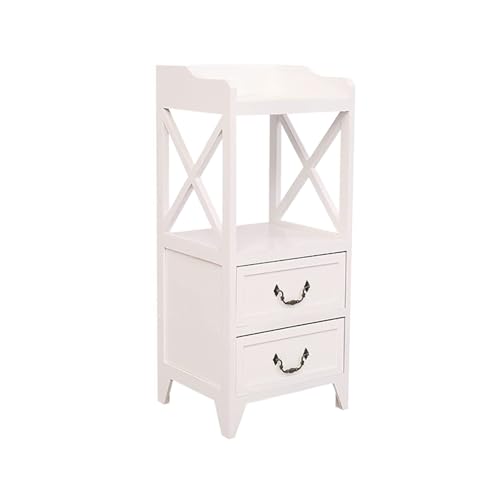 LUTFI Nachttische Moderne Nachttische mit 2 Schubladen aus Holz, praktische Möbel for Schlafzimmer(Blanc,34 * 30 * 71cm) von LUTFI