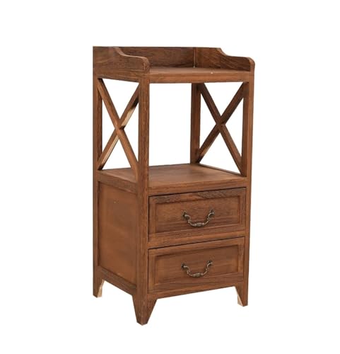 LUTFI Nachttische Moderne Nachttische mit 2 Schubladen aus Holz, praktische Möbel for Schlafzimmer(Brown,30 * 30 * 71cm) von LUTFI