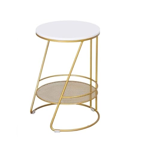 LUTFI Nachttische Moderner Nachttisch, Schlafzimmer-Beistelltische, nordischer Kleiner Couchtisch, Nachttisch mit Metallregal for Beistelltisch(Blanc,MDF) von LUTFI