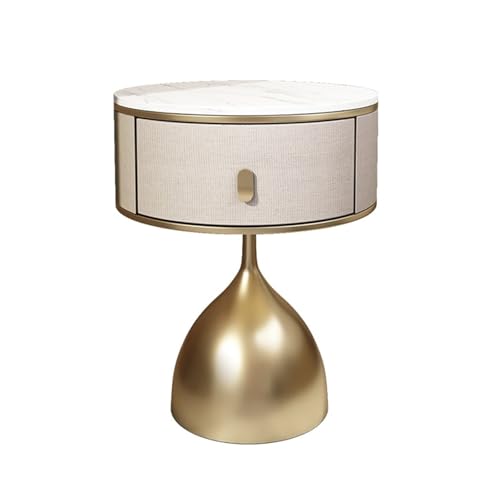 LUTFI Nachttische Moderner Nachttisch mit Schublade, runder Beistelltisch for kleine Räume, Wohnzimmer, Schlafzimmer(Milky Coffee Color) von LUTFI