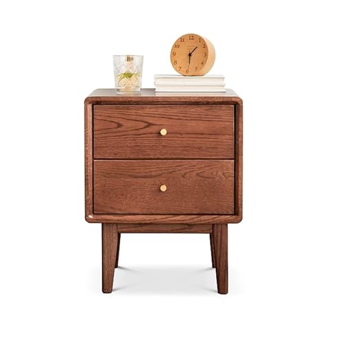 LUTFI Nachttische Nachttisch aus massivem Holz mit 2 Schubladen, moderner Beistellschrank for Schlafzimmer(Walnut Color) von LUTFI