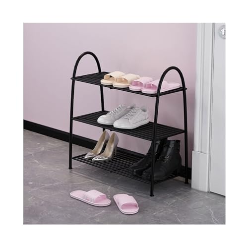 LUTFI Schuhregale 2/3-stöckiges Eisen-Schuhregal, nordisches Luxus-Schuhregal, Aufbewahrungsorganisator, platzsparender Schuhständer for den Eingangsbereich Wohnzimmer(Noir,3 Tier) von LUTFI