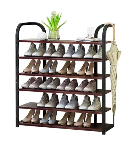 LUTFI Schuhregale 6-stufiges Schuhregal, Holzschuhturm, Aufbewahrungs-Organizer, Eingangsbereich, stehendes Regal, Metallschuhständer, Blumenregale, Schuhregal Wohnzimmer(Brown Red) von LUTFI