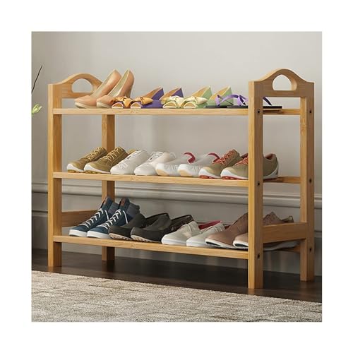 LUTFI Schuhregale Mehrschichtiges, einfaches Schuhregal aus Bambus, Montage eines kleinen Schuhschranks, Schuhregal, Aufbewahrungsorganisator for den Eingangsbereich Wohnzimmer(3 Layers-50cm) von LUTFI